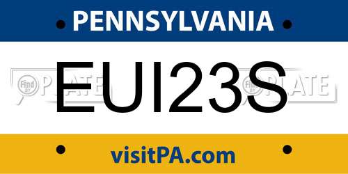EUI23S Pennsylvania License Plate