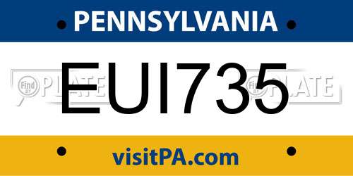 EUI735 Pennsylvania License Plate