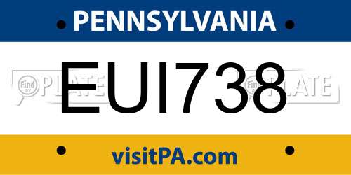 EUI738 Pennsylvania License Plate