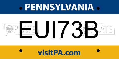 EUI73B Pennsylvania License Plate