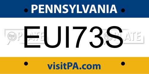 EUI73S Pennsylvania License Plate