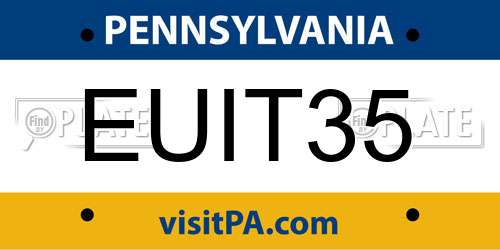 EUIT35 Pennsylvania License Plate