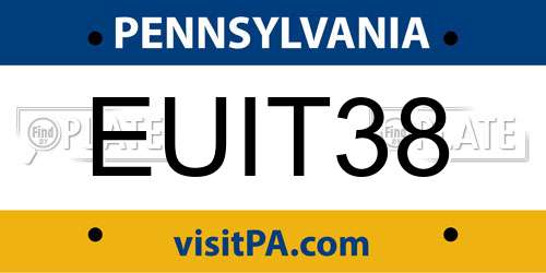 EUIT38 Pennsylvania License Plate