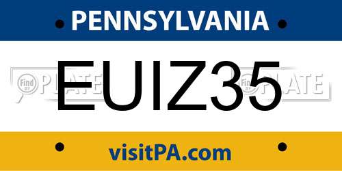 EUIZ35 Pennsylvania License Plate