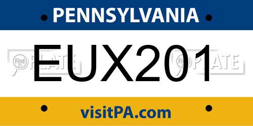 EUX201 Pennsylvania License Plate