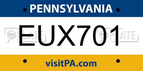 EUX701 Pennsylvania License Plate