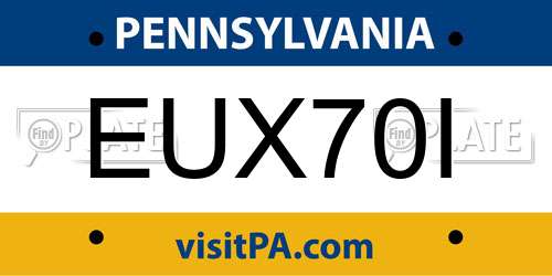 EUX70I Pennsylvania License Plate