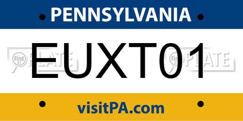 EUXT01 Pennsylvania License Plate