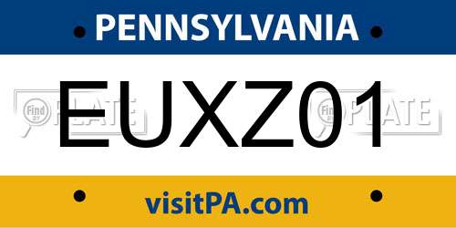 EUXZ01 Pennsylvania License Plate