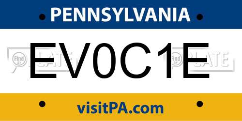 EV0C1E Pennsylvania License Plate
