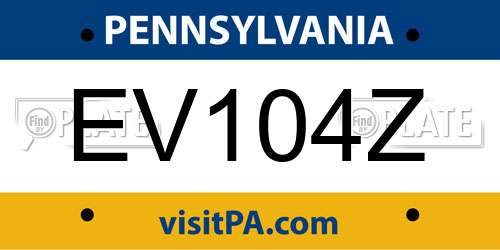 EV104Z Pennsylvania License Plate