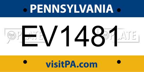 EV1481 Pennsylvania License Plate
