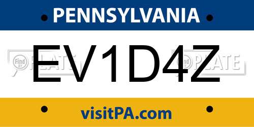 EV1D4Z Pennsylvania License Plate