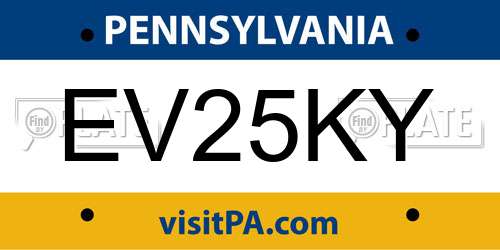 EV25KY Pennsylvania License Plate