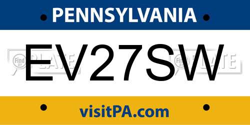 EV27SW Pennsylvania License Plate