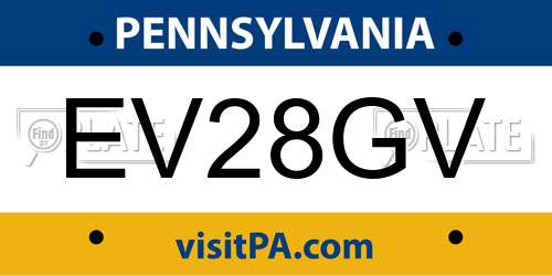 EV28GV Pennsylvania License Plate