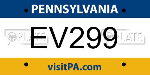 EV299 Pennsylvania License Plate