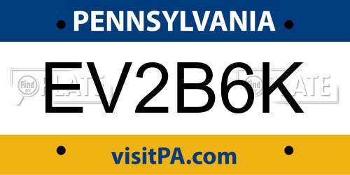 EV2B6K Pennsylvania License Plate