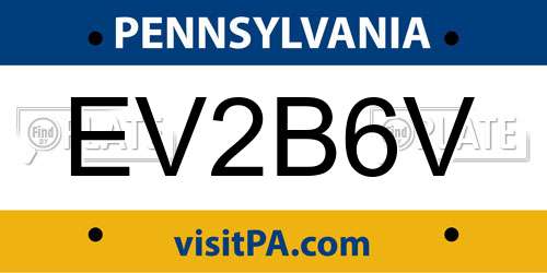EV2B6V Pennsylvania License Plate