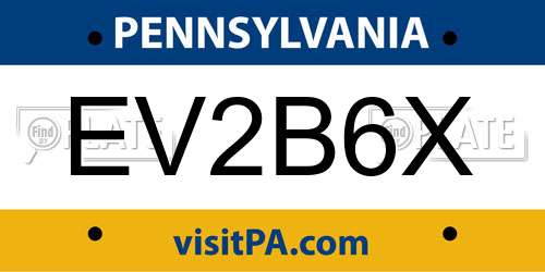 EV2B6X Pennsylvania License Plate