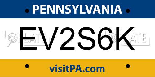EV2S6K Pennsylvania License Plate