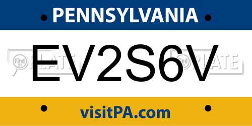 EV2S6V Pennsylvania License Plate