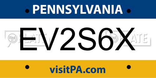 EV2S6X Pennsylvania License Plate
