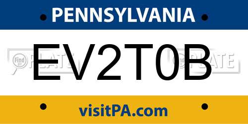 EV2T0B Pennsylvania License Plate