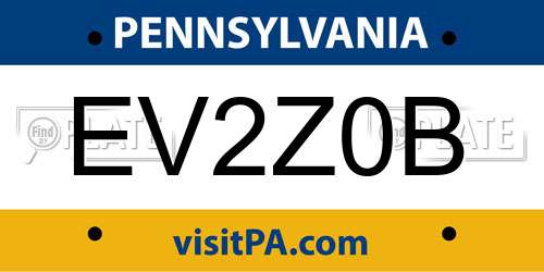 EV2Z0B Pennsylvania License Plate