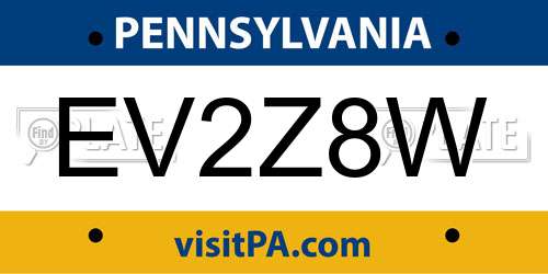 EV2Z8W Pennsylvania License Plate