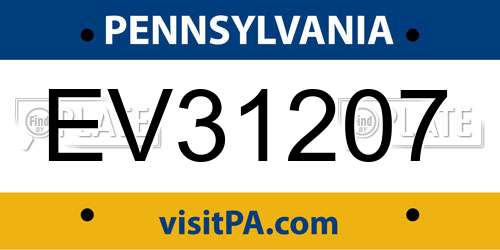 EV31207 Pennsylvania License Plate