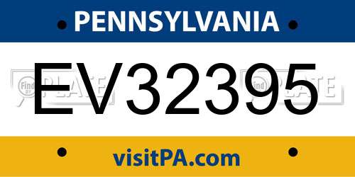 EV32395 Pennsylvania License Plate