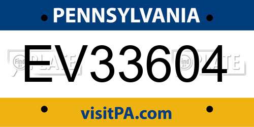 EV33604 Pennsylvania License Plate