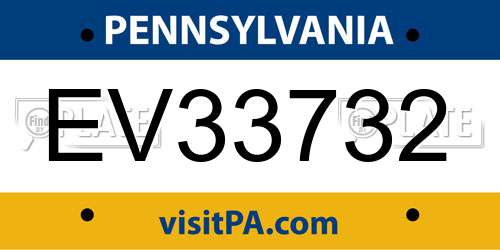 EV33732 Pennsylvania License Plate