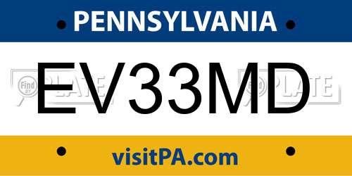 EV33MD Pennsylvania License Plate