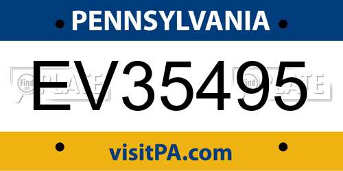 EV35495 Pennsylvania License Plate
