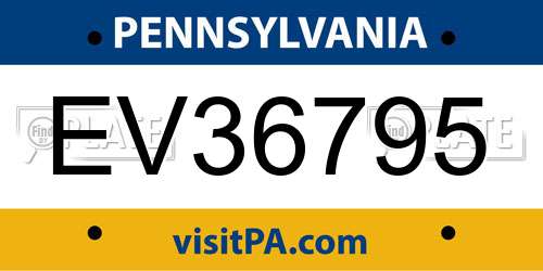 EV36795 Pennsylvania License Plate