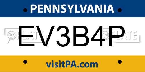 EV3B4P Pennsylvania License Plate