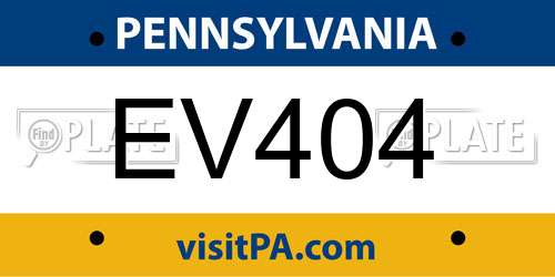 EV404 Pennsylvania License Plate