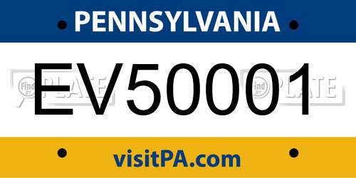 EV50001 Pennsylvania License Plate