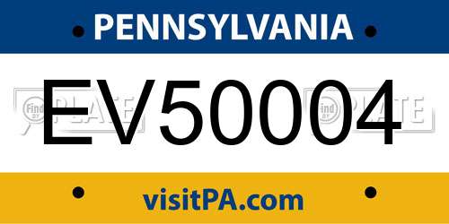 EV50004 Pennsylvania License Plate