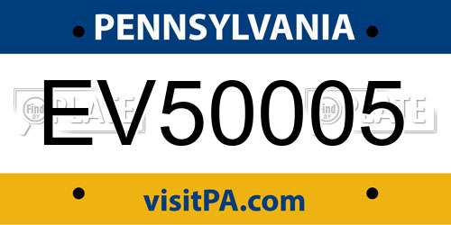 EV50005 Pennsylvania License Plate
