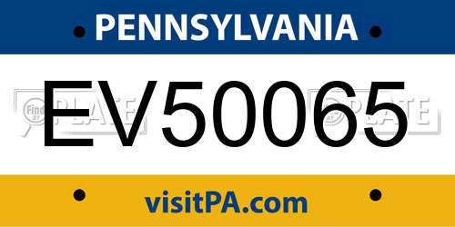 EV50065 Pennsylvania License Plate
