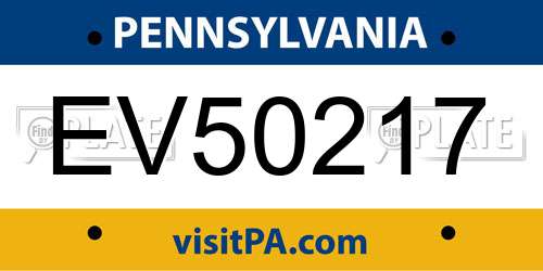 EV50217 Pennsylvania License Plate