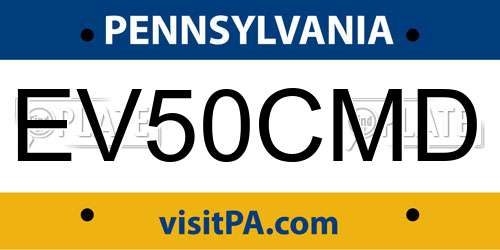 EV50CMD Pennsylvania License Plate
