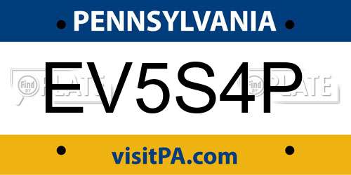 EV5S4P Pennsylvania License Plate