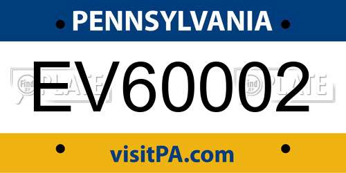 EV60002 Pennsylvania License Plate