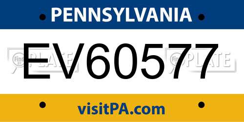 EV60577 Pennsylvania License Plate