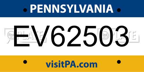EV62503 Pennsylvania License Plate