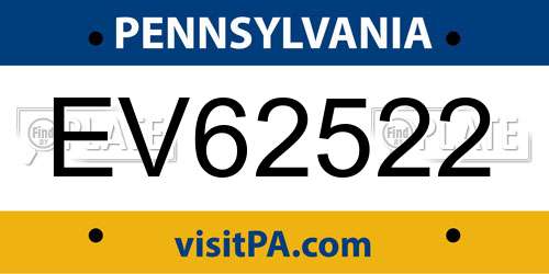 EV62522 Pennsylvania License Plate